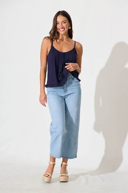 Aidy High Rise Relaxed Leg Crop Jean in Light Blue Denim