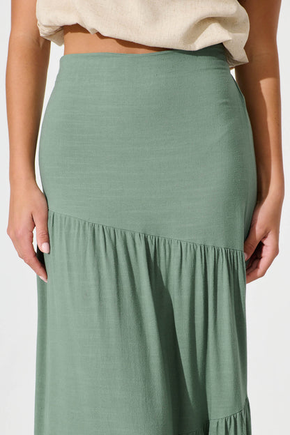 Cassiani Maxi Skirt in Sage Green Linen Blend