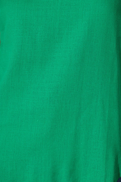 Rejina Top In Bright Green Linen Blend