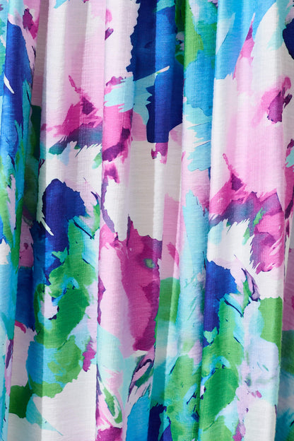 Valentina Maxi Sundress In White With Blue Multi Floral