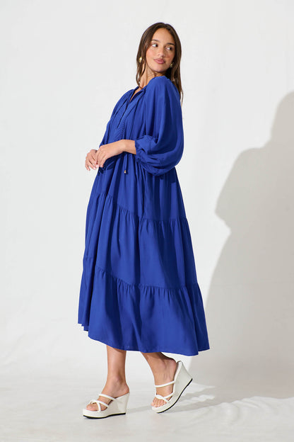 Barrymore Midi Smock Dress in Cobalt