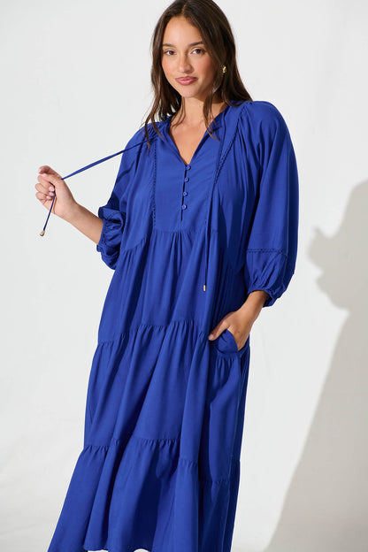 Barrymore Midi Smock Dress in Cobalt