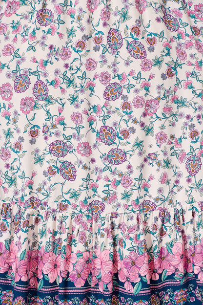 Carmella Maxi Dress in Pink and Blue Floral