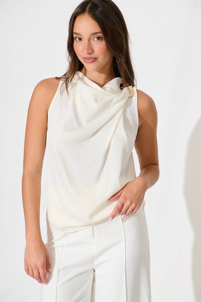 Nadira Top in Cream Satin