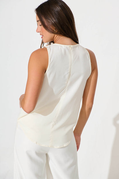 Nadira Top in Cream Satin