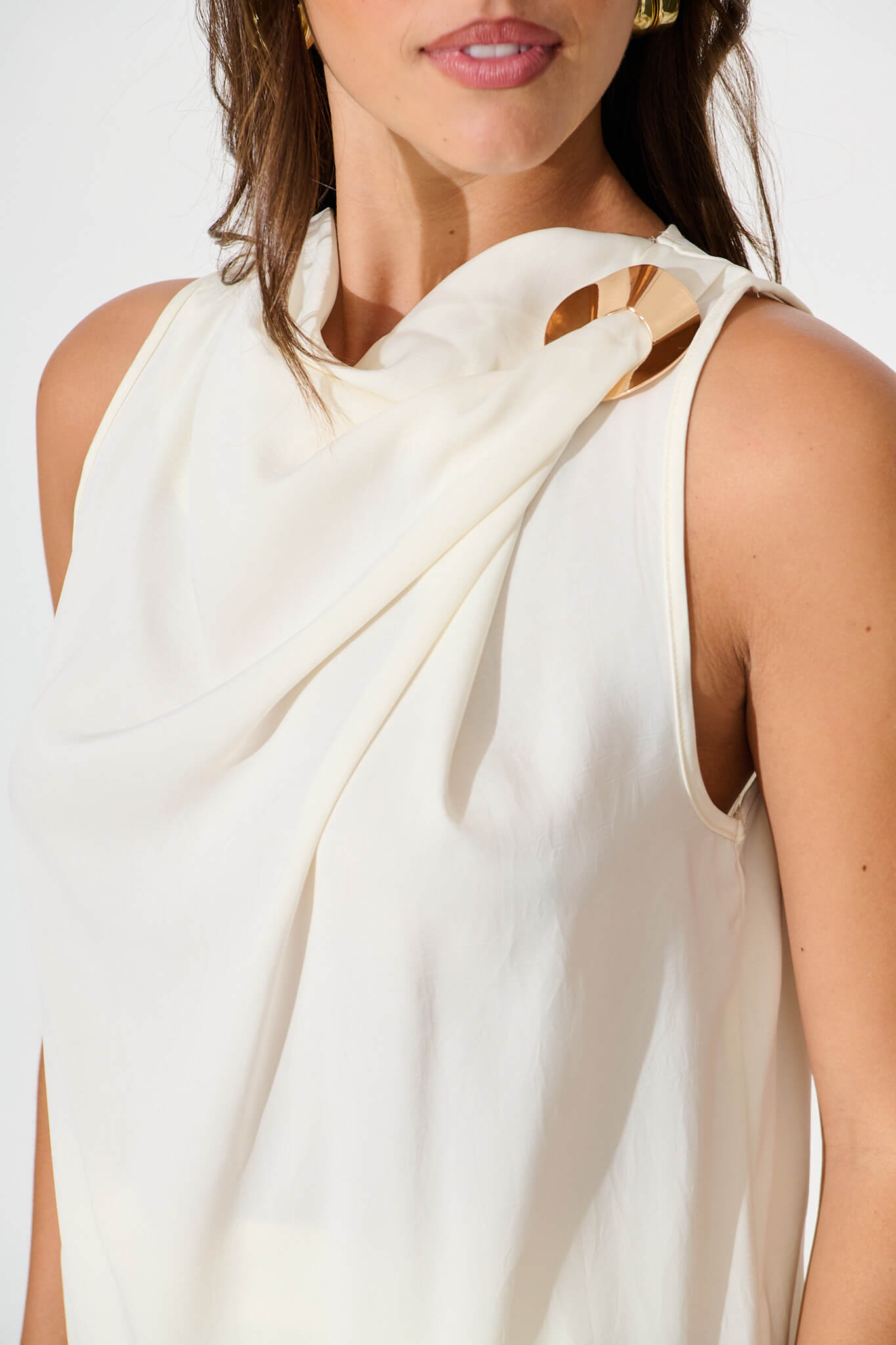 Nadira Top in Cream Satin