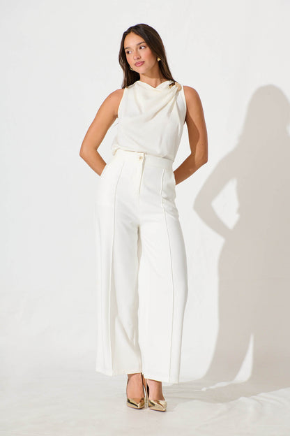 Nadira Top in Cream Satin