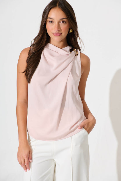 Nadira Top in Pale Pink Satin