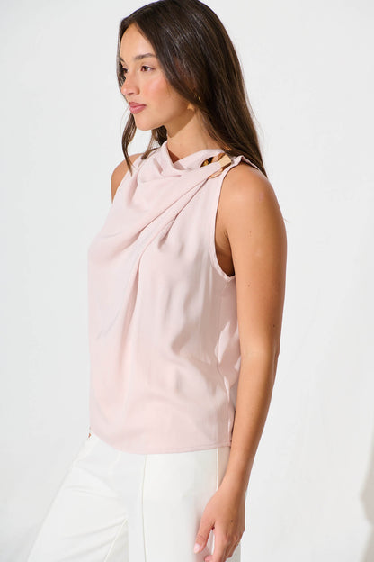 Nadira Top in Pale Pink Satin