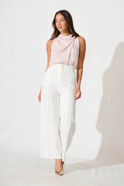 Nadira Top in Pale Pink Satin