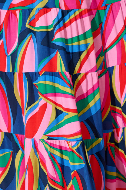 Venus Maxi Skirt In Navy With Multi Print