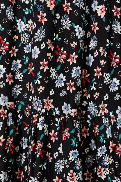 Macarena Maxi Skirt in Black Multi Floral