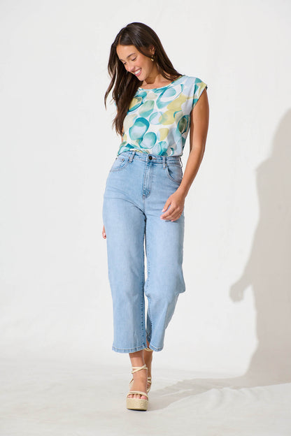 Rejina Top In Blue Multi