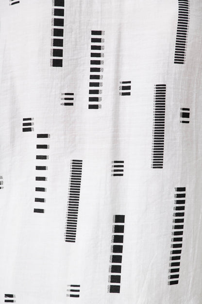 Larsson Top In White with Black Print Cotton Blend