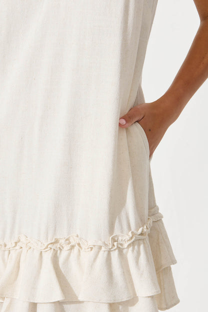 Aubrielle Dress In Oatmeal Linen Blend