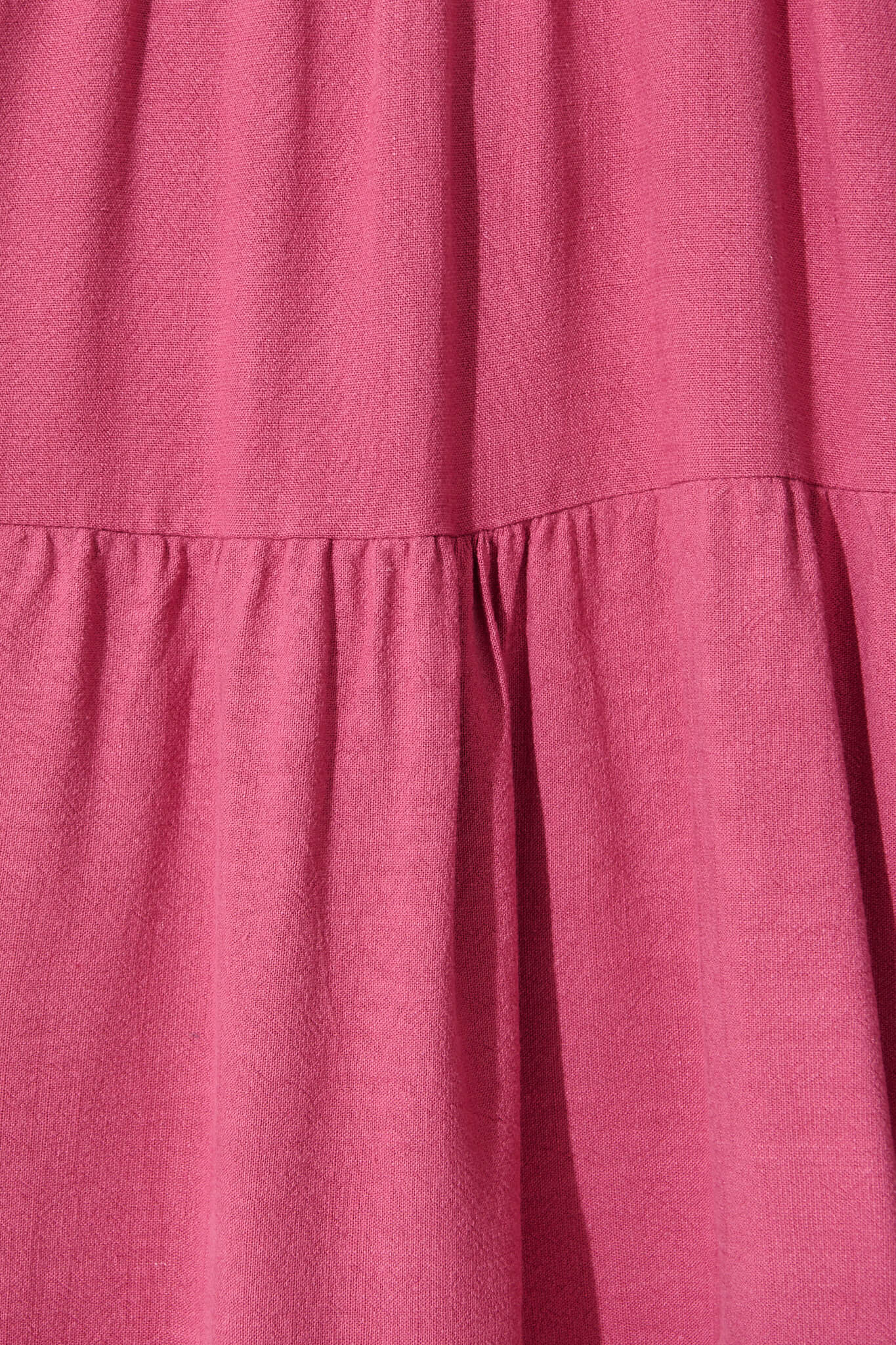 Tahiti Smock Dress In Deep Rose Linen Blend