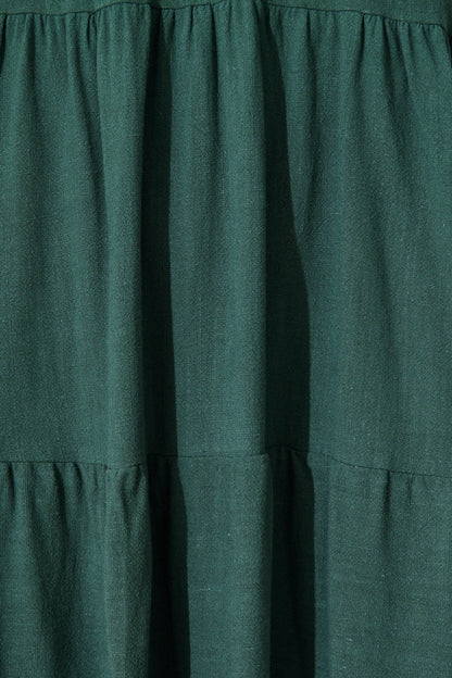 Tahiti Smock Dress In Green Linen Blend