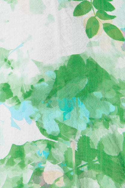 Lovelight Midi Dress in White with Green Floral