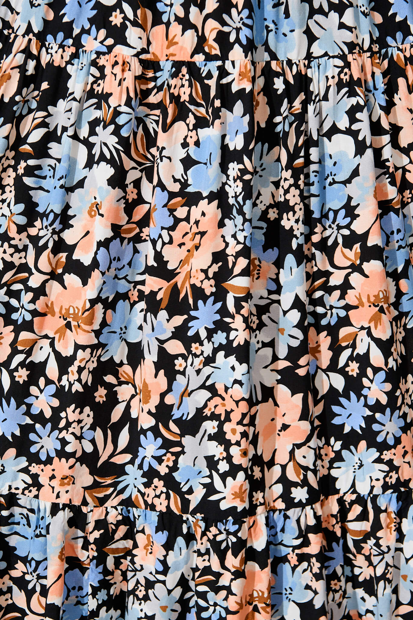 Akino Midi Dress in Black with Multi Floral