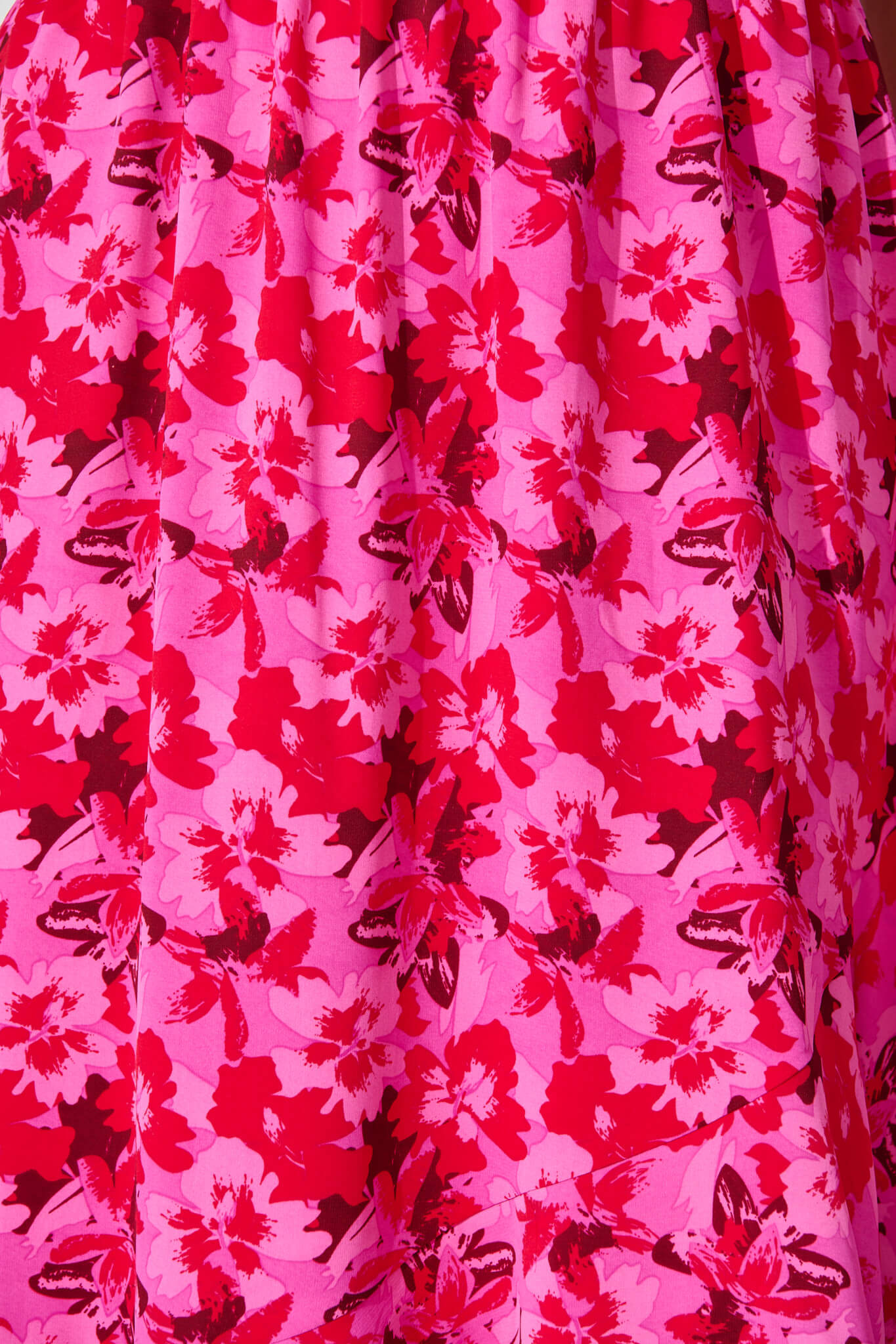 Inaya Midi Dress in Pink and Red Floral Chiffon