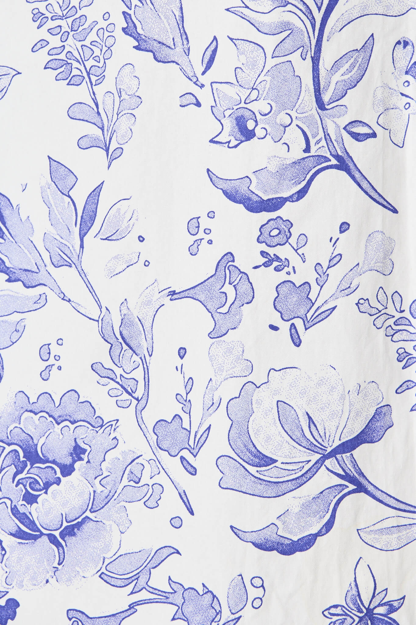 Delphi Midi Shirt Dress in White with Blue Floral Cotton