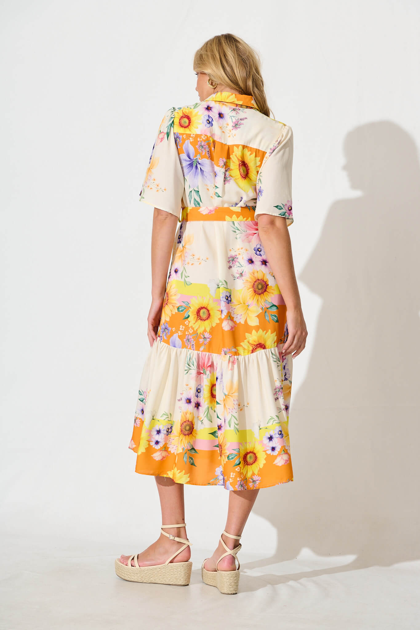 Vance Midi Shirt Dress In Multi Sunflower Print