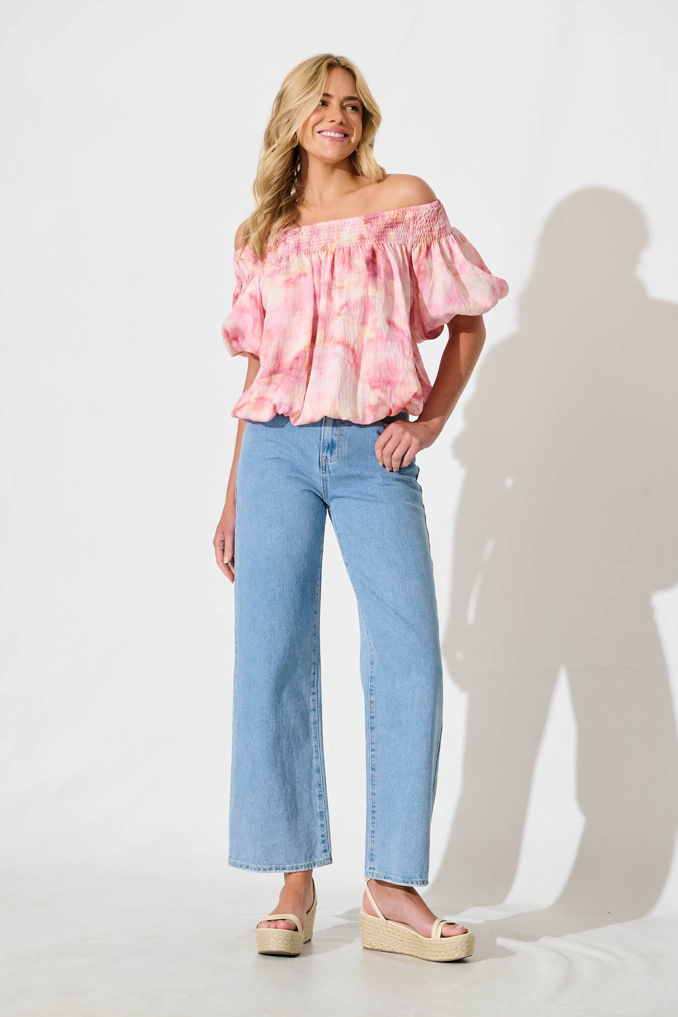 Olena Top in Pink Multi Watercolour