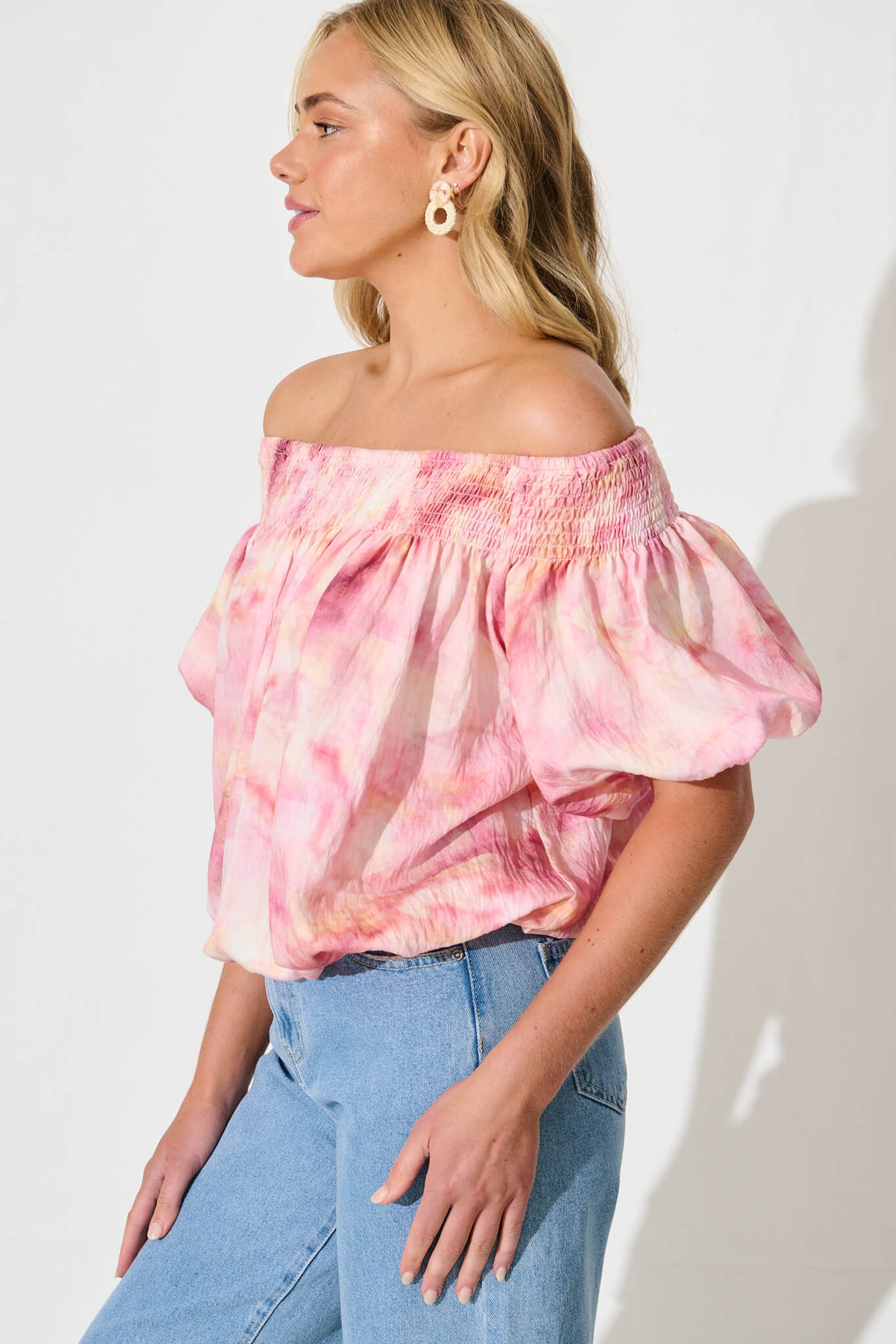 Olena Top in Pink Multi Watercolour
