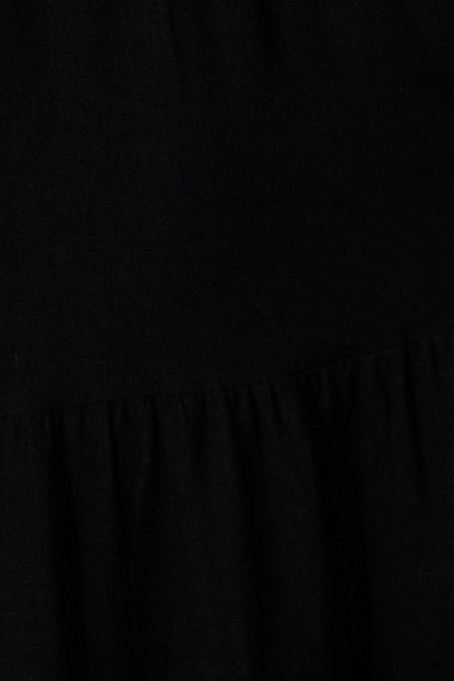 Zenith Midi Dress in Black Linen Blend