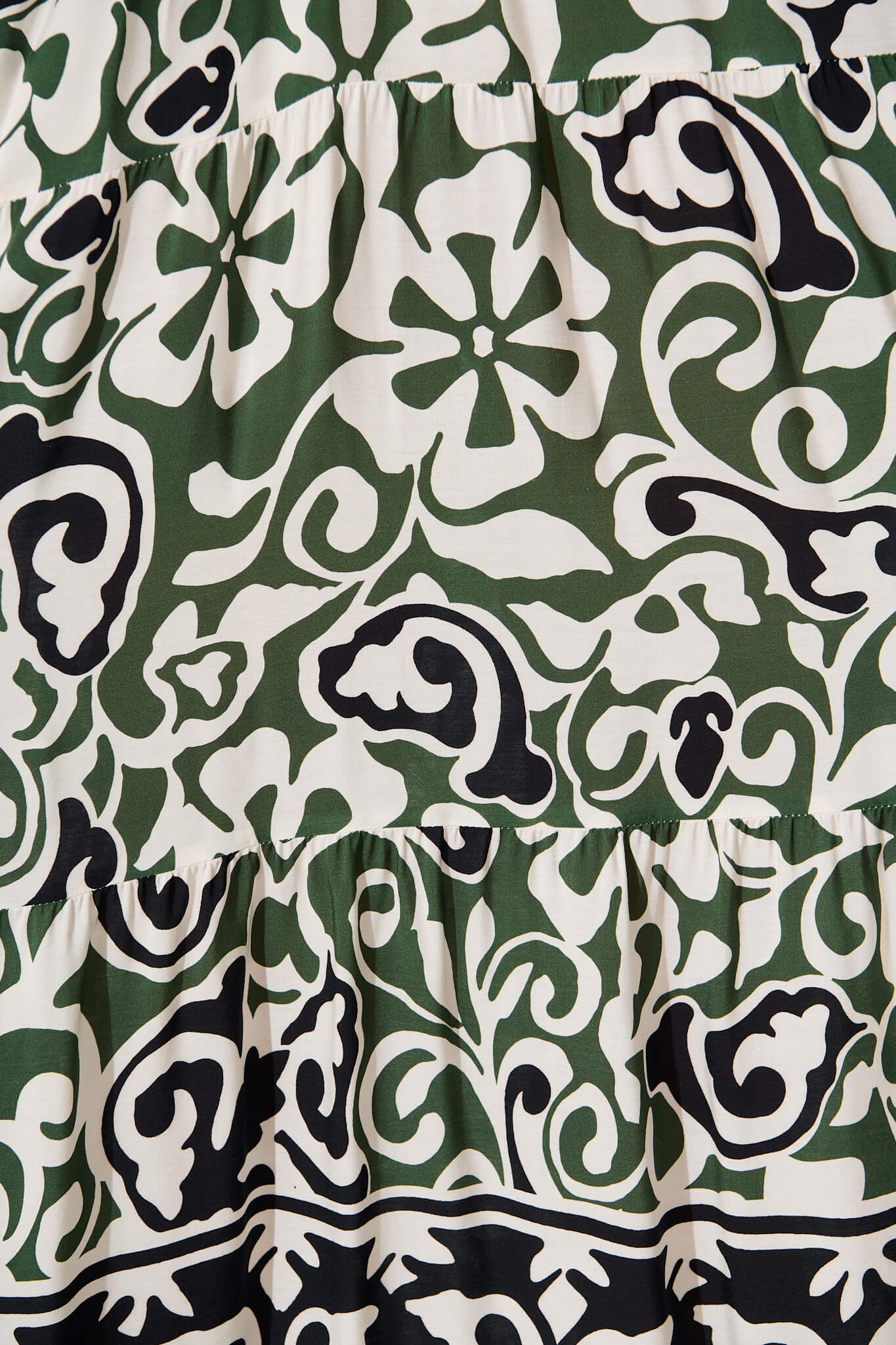 Barrymore Midi Smock Dress in Black and Green Print