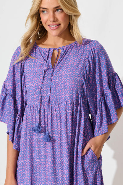 Delvonte Smock Dress in Purple