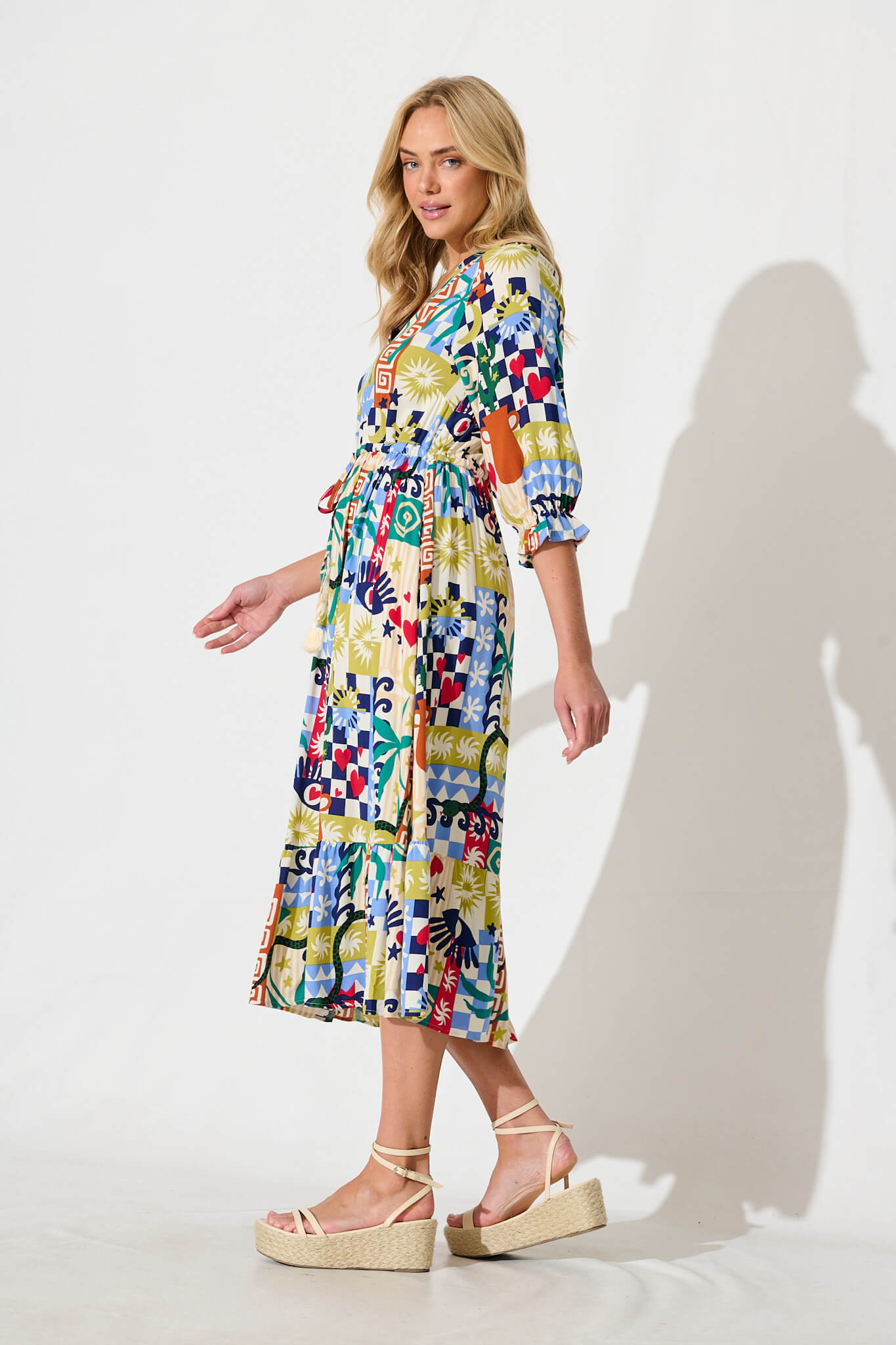 Lanai Midi Dress in Multi Print