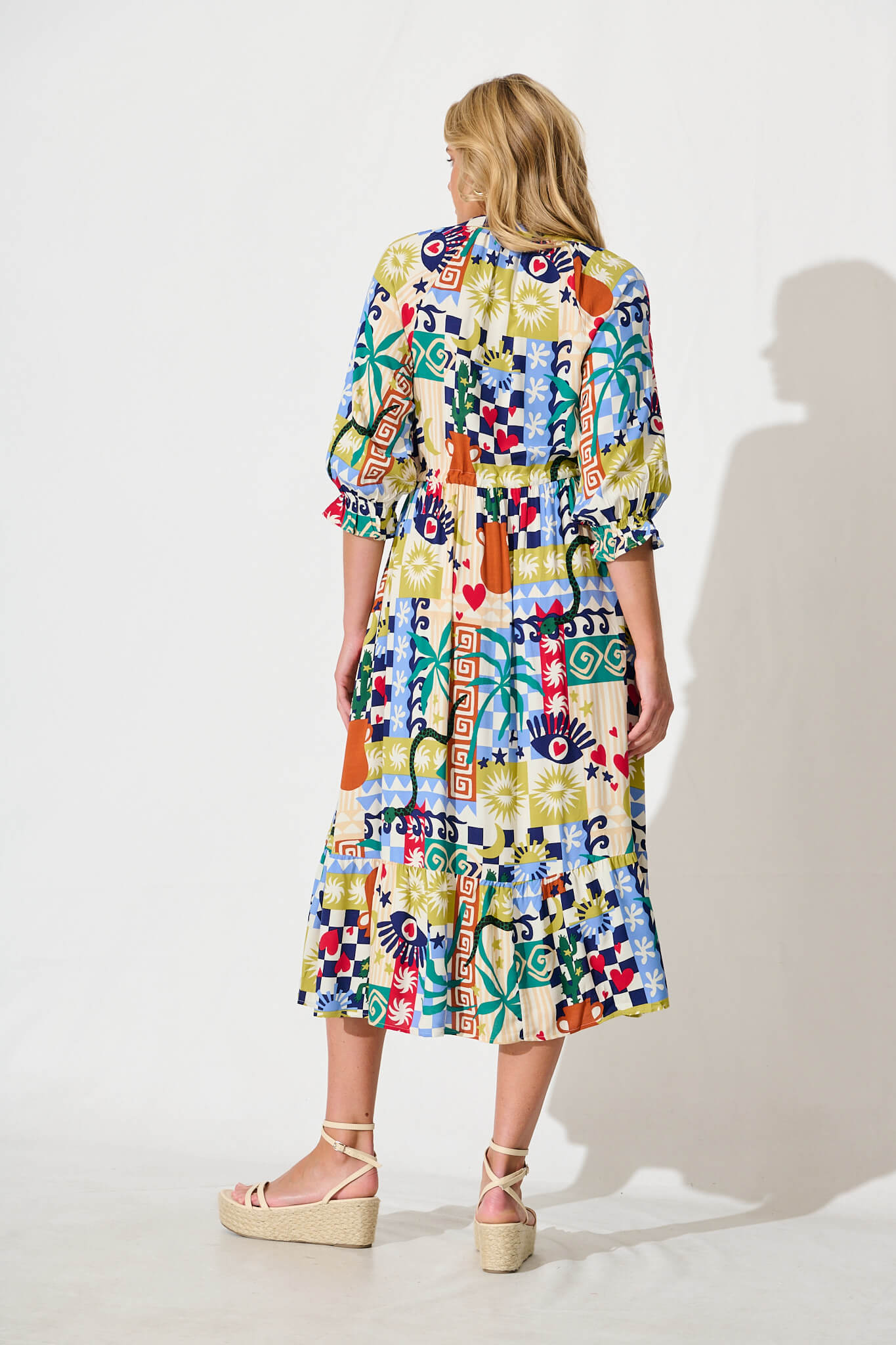Lanai Midi Dress in Multi Print