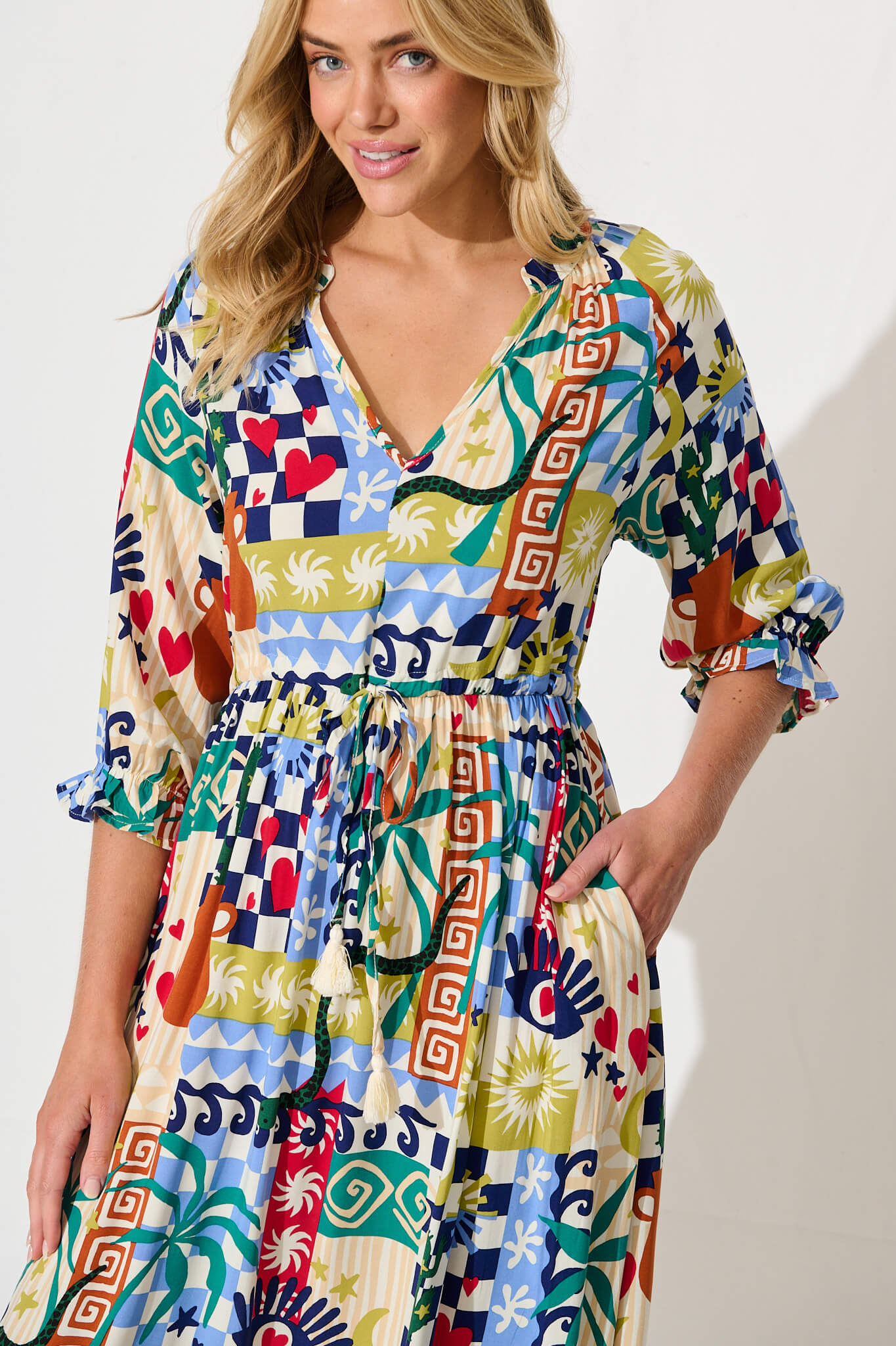 Lanai Midi Dress in Multi Print