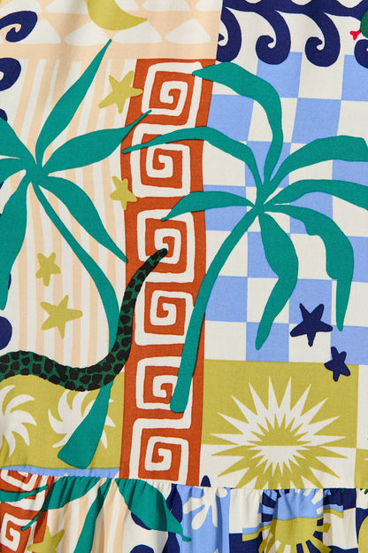 Lanai Midi Dress in Multi Print