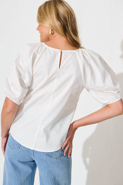 Beckett Top in White Cotton