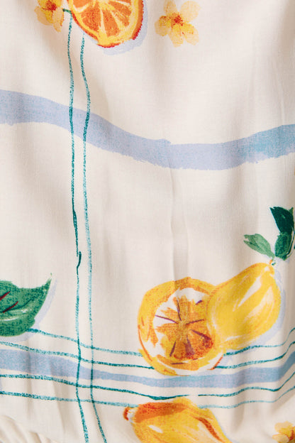 Maui Playsuit in Ivory with Lemon and Blue Print