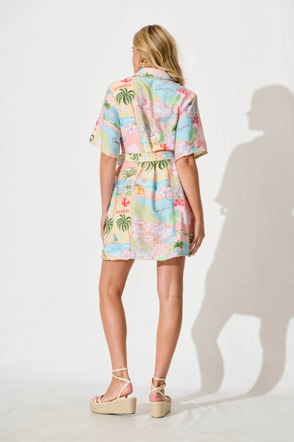 Miela Shirt Dress In Pastel Multi