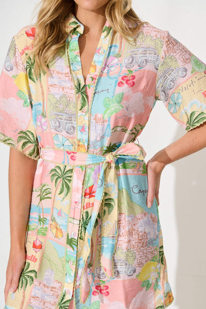 Miela Shirt Dress In Pastel Multi