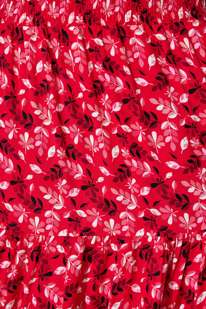 Macarena Maxi Skirt in Red Floral