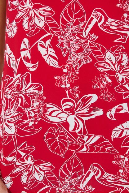 Rejina Top In Red with White Print