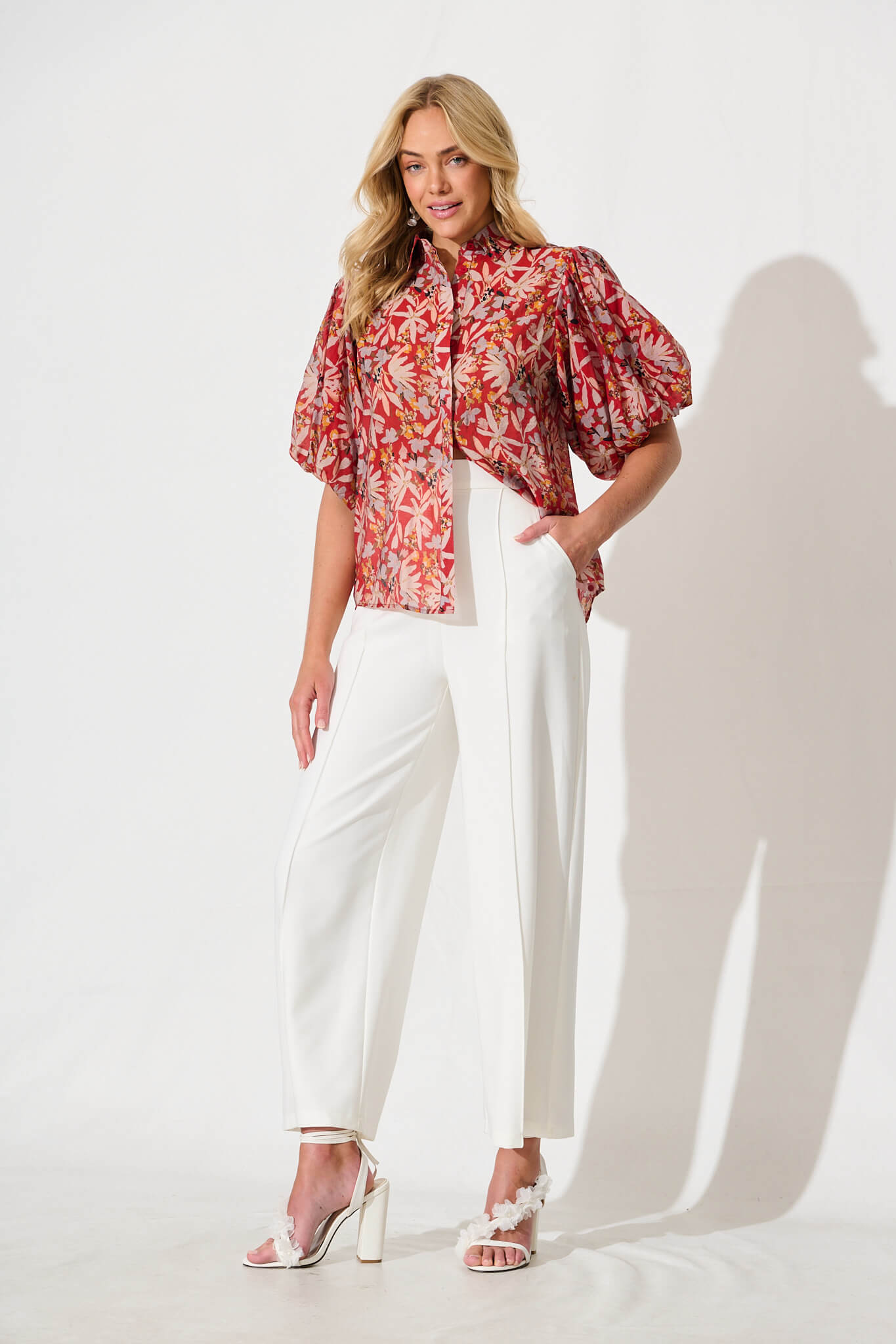 Aeryn Shirt in Rust Multi Leaf Print