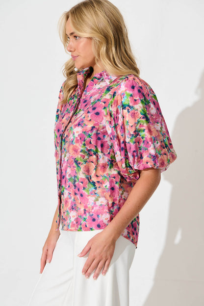 Aeryn Shirt in Pink Multi Floral