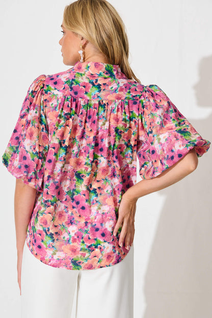 Aeryn Shirt in Pink Multi Floral