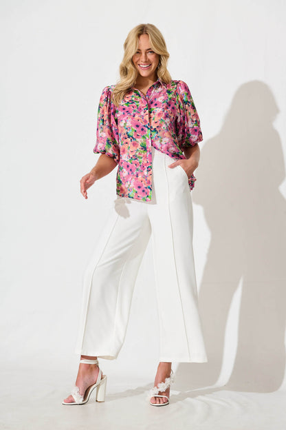 Aeryn Shirt in Pink Multi Floral