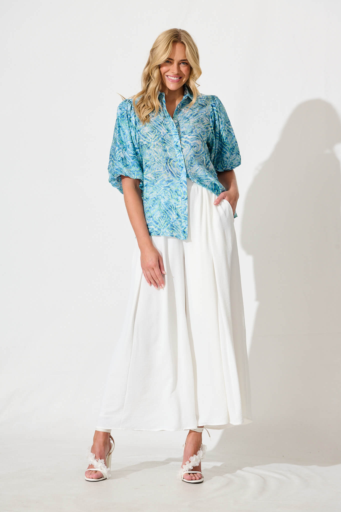 Aeryn Shirt in Blue Print