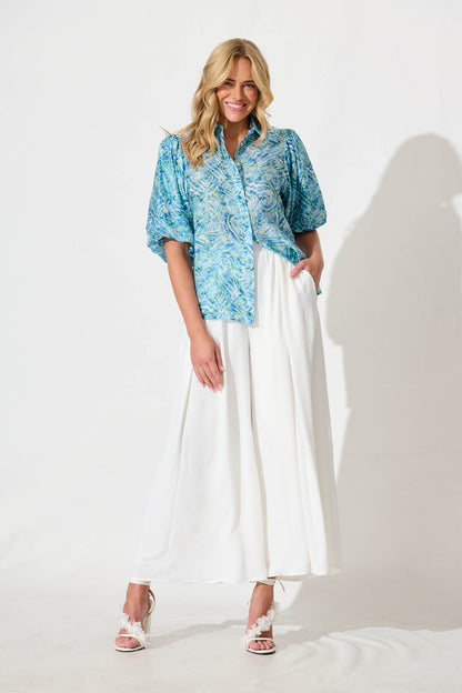 Aeryn Shirt in Blue Print