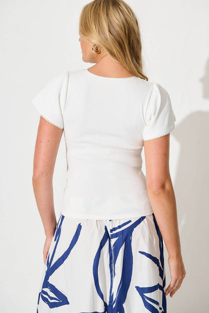 Marsha Top In White Cotton