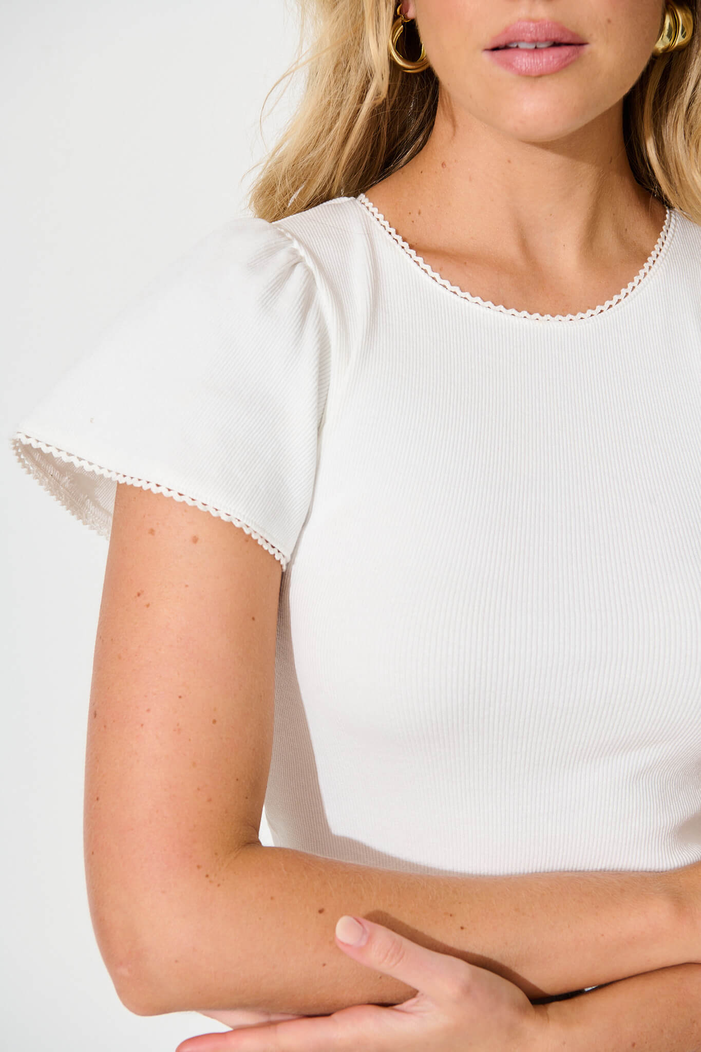 Marsha Top In White Cotton