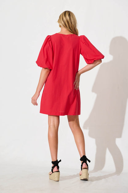 Ashlynn Dress In Red Cotton